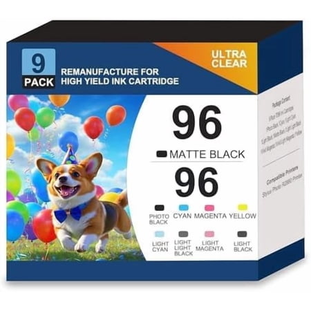 T096 96 Ink Cartridge High Yield Compatible with T096 T0961 T0962 T0963 T0964 T0965 T0966 T0967 T0968 T0969 Ink Replacement for Stylus Photo R2880 Printer (9-Pack)