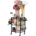 thumbnail image 1 of T1 Garden Tool Organizer（With Lockable Wheels）Heavy Duty Garage Tool Storage for Yard，Shed，Outdoor and Lawn，Freestanding Tool Organizers and Storage UP to 50 Tools，Black with Anti-Tip Device, 1 of 6