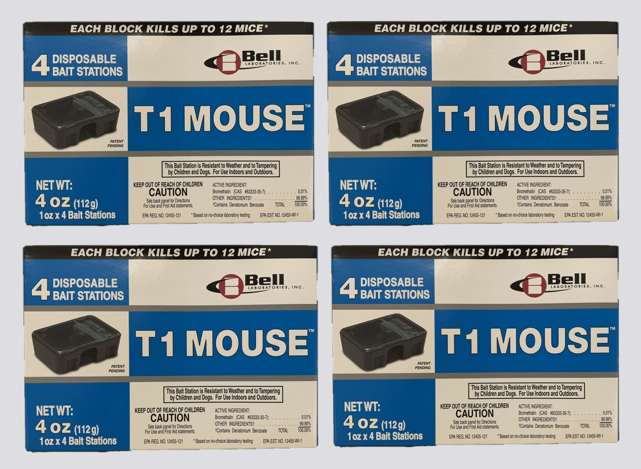 T1 Mouse Disposable Bait Station - Kills Up To 12 Mice Per Station - Case  Of 16 Bait Stations by Bell Labs
