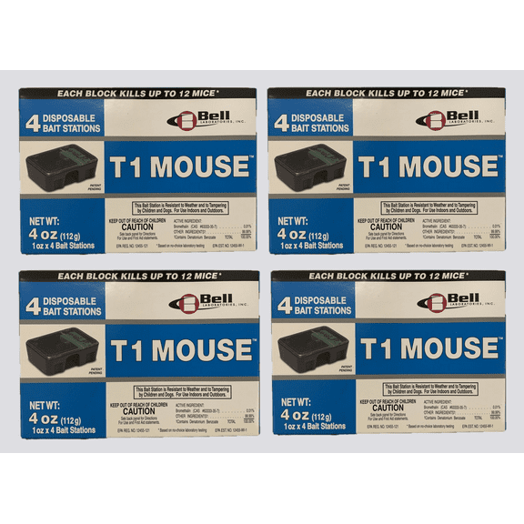 T1 Mouse Disposable Bait Station - Kills Up To 12 Mice Per Station - Case Of 16 Bait Stations by Bell Labs