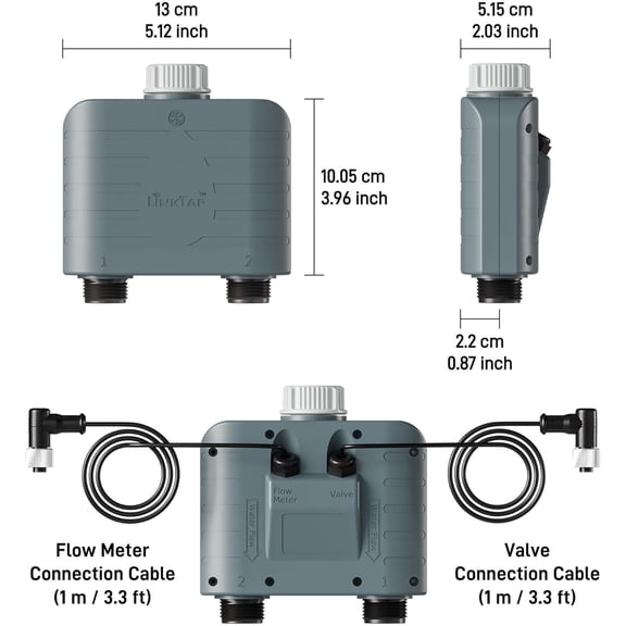 T1 Smart Water Timer with Gateway, 2-Outlet Sprinkler Controller for Drip Irrigation, Weather Adaptive, IP66 Waterproof, Alexa Compatible