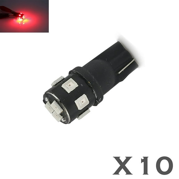 T10/192 High Power 2835 Chip 6000K Red Interior SMD LED Light Bulbs (T10, Red)