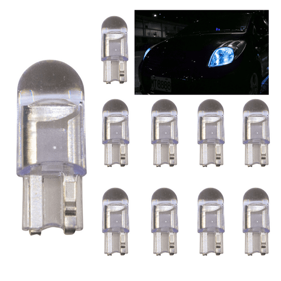 T10 194 LED Light Bulb Blue 168 2825 W5W T10 Wedge COB Bulbs Error Free for Car Dome Map Door Courtesy License Plate (Pack of 10 )