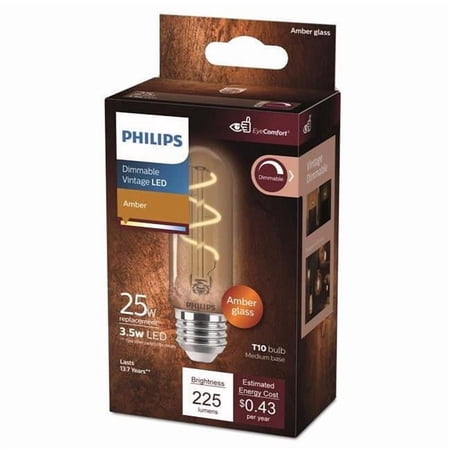 T10 E26 Medium LED Bulb, Amber - 25W Equivalence