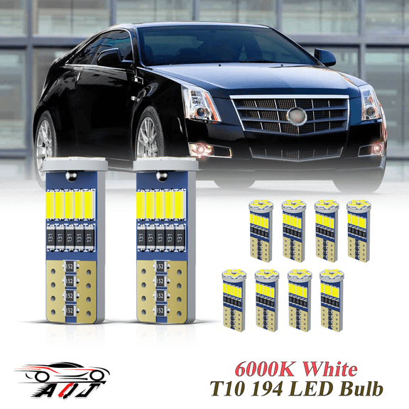 T10 LED Bulb for Cadillac CTS 2005-2015, 194 168 W5W 2825 6000K White Super Bright, License Plate Light Map Dome Light Door Light Trunk Light Interior Lights Replacement Pack of 15