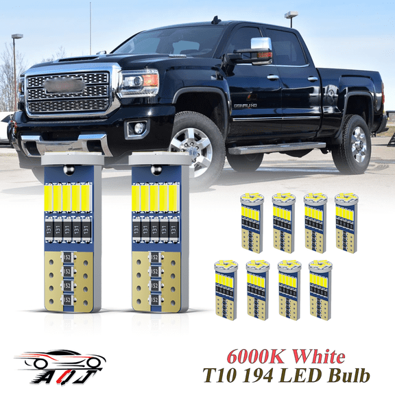 T10 LED Bulb for GMC Sierra 3500 HD 2007-2018, 194 168 W5W 2825 6000K White Super Bright, License Plate Light Map Dome Light Door Light Trunk Light Interior Lights Replacement Pack of 15