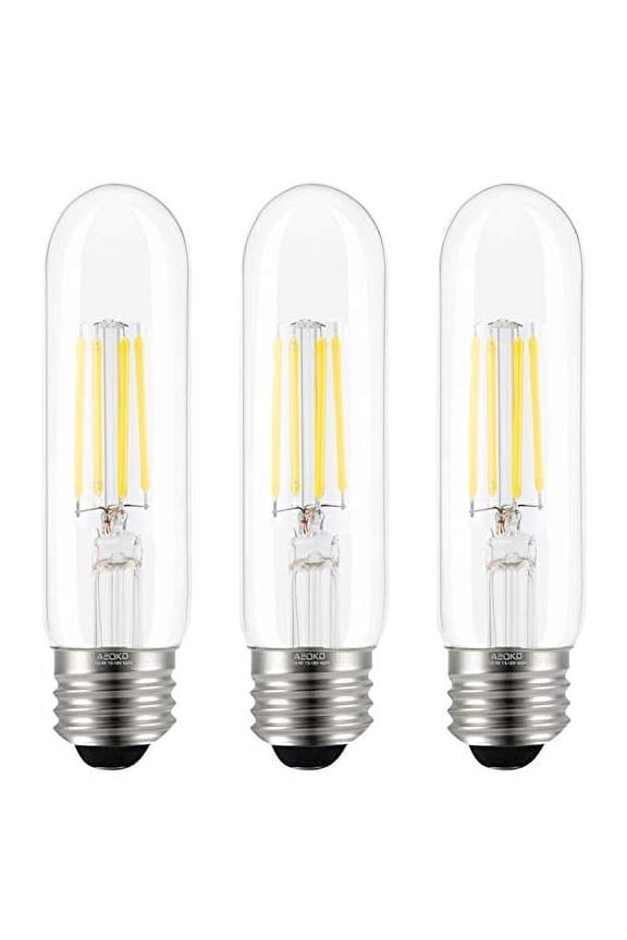 T10 LED Bulbs Daylight 4000K LED Tubular Edison Light Bulbs 4W Dimmable Tube Vintage Led Bulbs 40 Watt Equivalent,E26 Medium Base, LED Filament Retro Bulb for Desk Lamp, Pendant Lights(3-Pack)