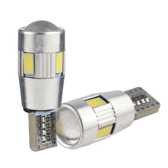 T10 LED W5W 194 168 2825 CANbus Error Free White 6000K 5630 6SMD Convex Lens Backup Side Marker Dome License Plate Light Bulbs (2-Pack)