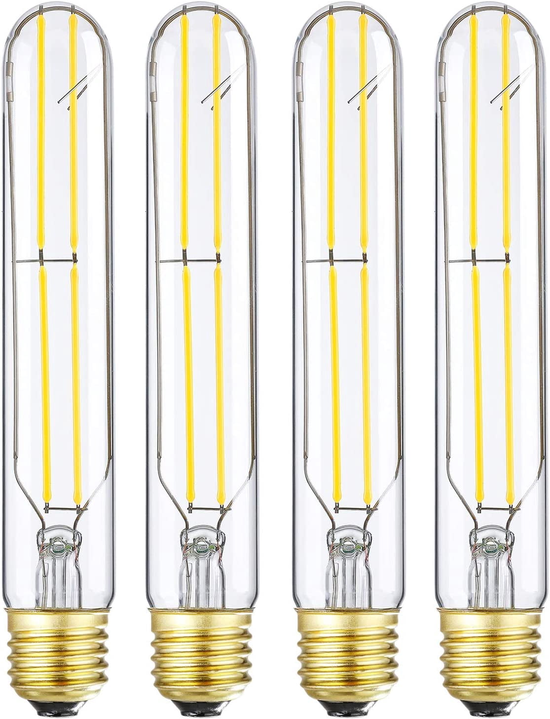 T10 Led Bulb,Dimmable 6W Led Tubular Bulbs, Soft White 3000K, 60 Watt Incandescent Bulb Equivalent,Clear Glass,E26 Base Lamp Bulb,for Cabinet Display Cabinet etc,4 Pack. (7.3 in -Soft White(3000K))