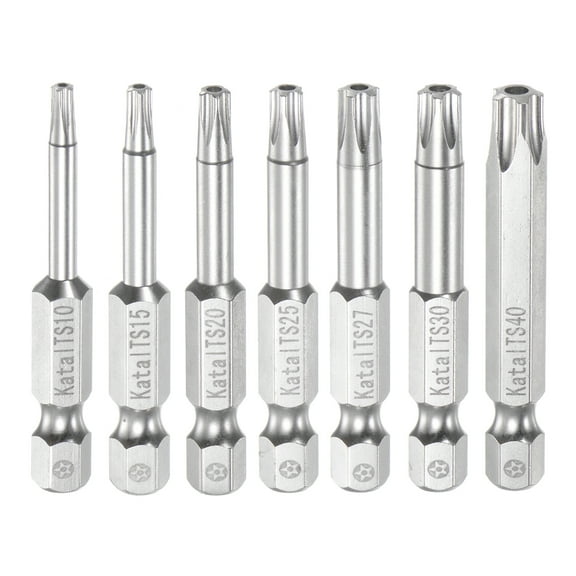 T10-T40 Magnetic Security Star 5 Point Torx Screwdriver Bit Set 1/4" Hex Shank 2" Length Screw Driver