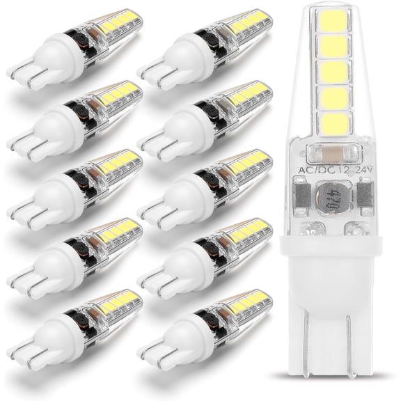 T10 T5 921 922 912 194 168 RV LED Bulbs Cool White 10-Packs, Bright 6000K LED Replacement 12 Volt Landscape Camper Trailer Boat Trunk Interior Dome Map License Backup Reverse Lights