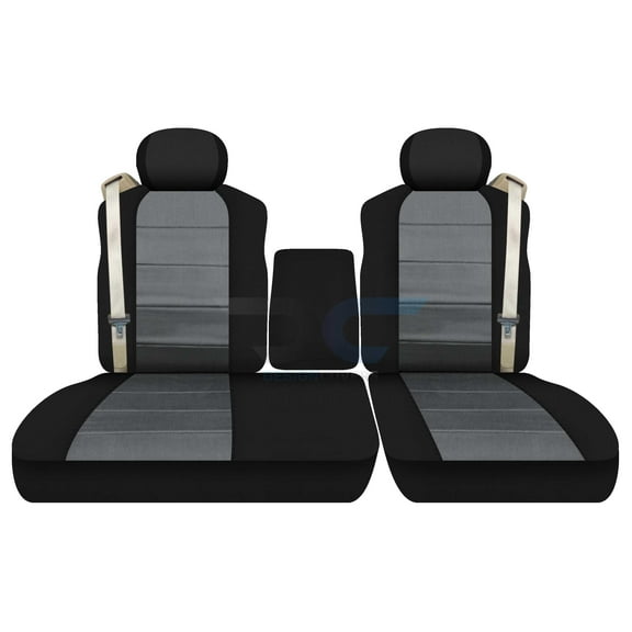 Fits 2001-2003 Ford F150 Velour Seat Covers 40/60 Bench opening Console Int Seat Belts: Blk Charcoal