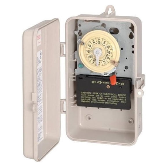 T104P3 Mechanical Time - Double Pole, Single Throw, NEMA 3R Enclosure - One-Hour Control, On/Off Trippers Included, High Motor Load Ratings