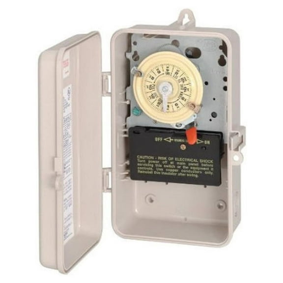 T104P3 Mechanical Time - Double Pole, Single Throw, NEMA 3R Enclosure - One-Hour Control, On/Off Trippers Included, High Motor Load Ratings