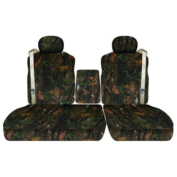 Fits 2001-2003 Ford F-150 Camo Seat Covers 40/60 Bench Opening Console,2HR,Int Seat Belts:Real Tree