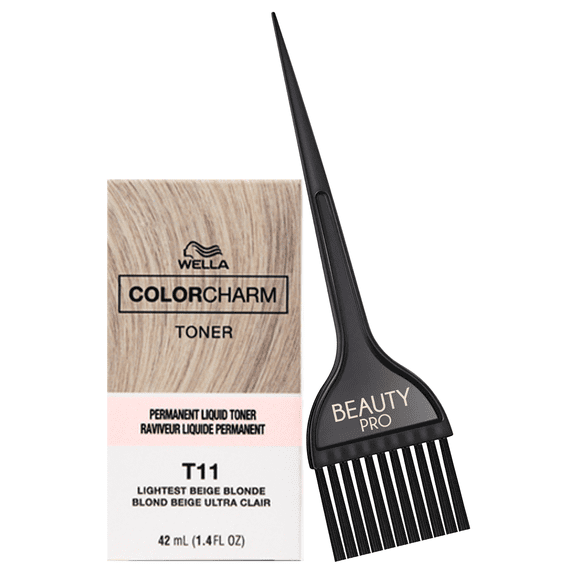 T11 Lightest Beige Blonde, Wella ColorCharm Permanent Liquid Hair Toner 42 ml / 1.4 oz