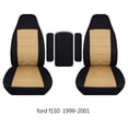 thumbnail image 1 of Fits 1999-2001 Ford F150-250-350 Velour Seat Covers w 3 Arm Covers One per Seat+ Center:Blk Tan, 1 of 5