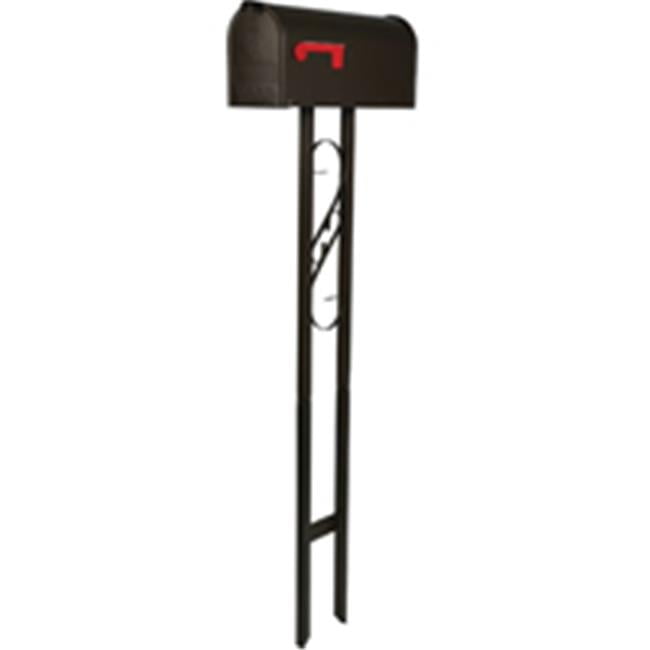 Medium Black Galvanized Steel Post Mount Mailbox