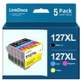 thumbnail image 1 of T127 Ink Cartridge Replacement for Epson 127 T127 to use with Epson NX530 625 WF-3520 WF-3530 WF-3540 WF-7010 WF-7510 7520 545 645 (5 Pack, 2Black, 1each color), 1 of 5