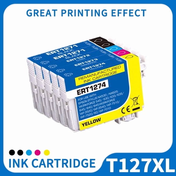 T127 Ink Cartridge used for Epson WF-3540 WF-3520 WorkForce 845 645 630 BCMY 5-Pack