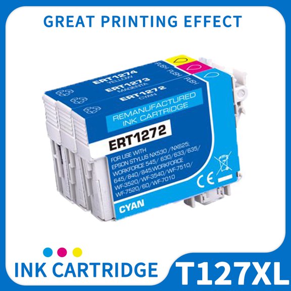 T127 Ink Cartridge used for Epson WF-3540 WF-3520 WorkForce 845 645 630 CMY 3-Pack