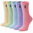 thumbnail image 1 of Womens Fuzzy Fluffy Cozy Warm Super Soft Slipper Socks Microfiber 3-8 Pairs Home Socks For Christmas, 1 of 6