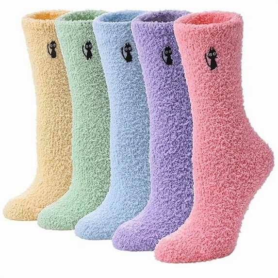 Womens Fuzzy Fluffy Cozy Warm Super Soft Slipper Socks Microfiber 3-8 Pairs Home Socks For Christmas
