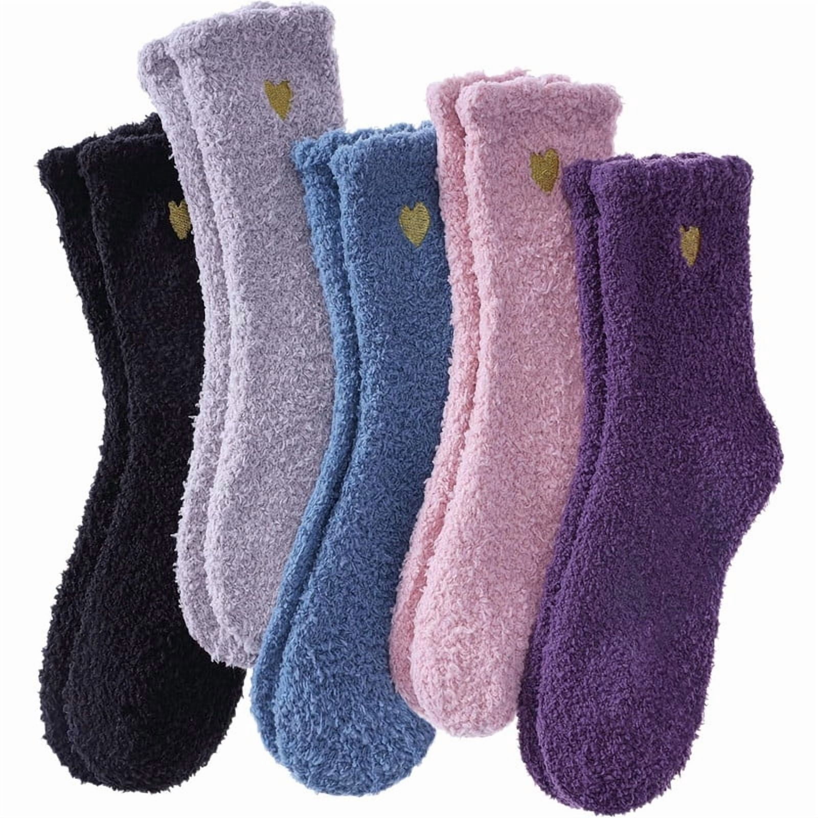 5 Pairs Womens Fuzzy Fluffy Cozy Warm Super Soft Slipper Socks ...