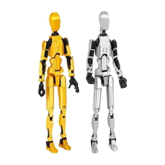 T13 3D Action Figure Set (Assembly Completed) 20 Pcs, 3D Printed Multi-Jointed, Titan 13 Action Figures, Multi-Articular Lucky Mobile Robot Nova,Desktop Decorations for Game Lovers Toys (Gold Sliver)