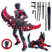 T13 3D Action Figure Set Assembly Completed,Dummy Robot Titan 13 Action Figures,3D Printed Toys Multi-Jointed Movable Black/Red