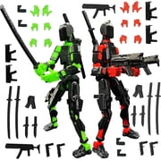 T13 3D Action Figure Set Assembly Completed, Printed Multi-Jointed, Titan 13 Action Figures, Multi-Articular Lucky Mobile Robot Nova T-13,Desktop Decorations for Game Lovers Toys Black Red Green