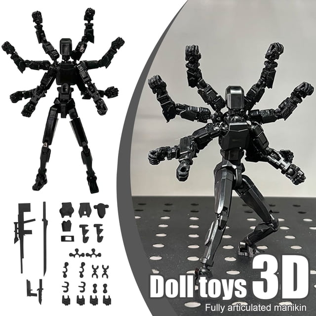 T13 3d Action Figure Set, Dummy Titan Lucky 13 Action Figure, T 13 Action Figure for Desktop Decorations,Creative Assembly And Decompression Toys Black
