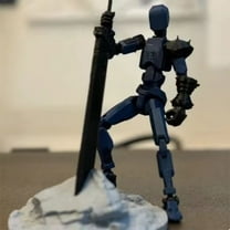 T13 Action Figure - 3D Printed Joint Action Figure Pure Black Special forces Warrior Finished Model (Assembled), Desktop Decoration,Dummy 13 Printable Articulated Figure