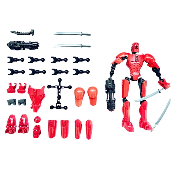 T13 Action Figure 3rd Gen Dummy Robot Titan 13 3D Printed Multi-Joint Plastic Model for DIY Full Body Decompression Creative Desktop Ornament Gift,Red