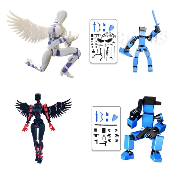 T13 Action Figure,4PC 3D Printed Multi-Jointed Movable T13 Robot 13 3D Printed Titan Robot Action Figure Desktop Decorations for Collectors, Game Lovers