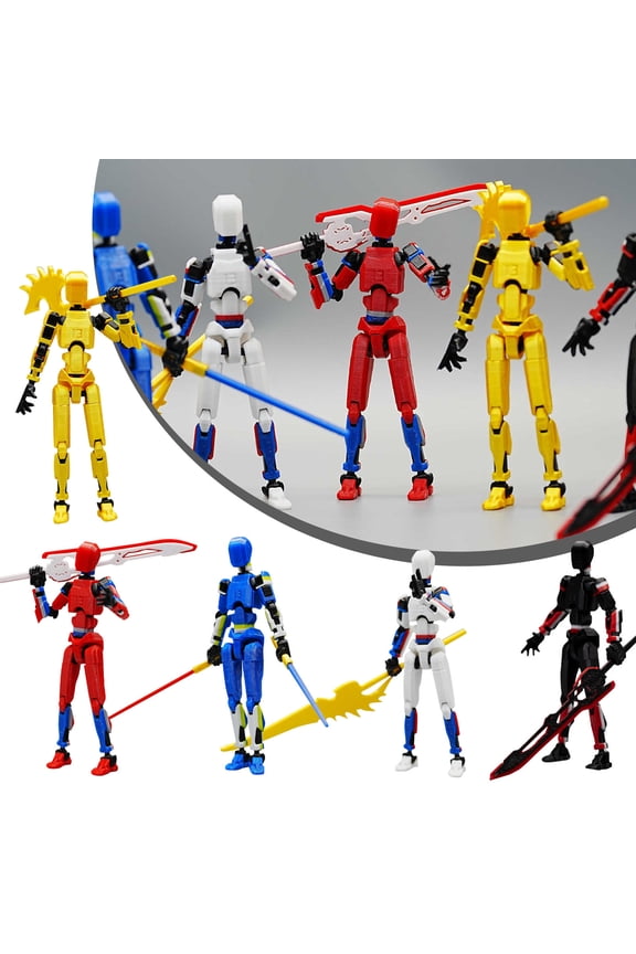 T13 Action Figure Already Assembled, 5-Pack Multi-Colored Titan 13 Action Figure Set with Laser Saber 3D Printed T 13 Lucky 13 Robo 13 Dummy 13 Nova 13 Action Figures, Figura de accin t13, 5 Colors