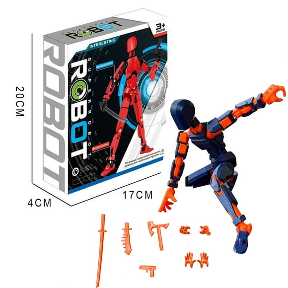 T13 Action Figure, Boxed T13 Action Figure, Titan 13 Robot Action Figure, Robot 13 Action Figure, Lucky 13 3D Printed Multi-jointed Movable Robot Toys Gift Set Blue-orange