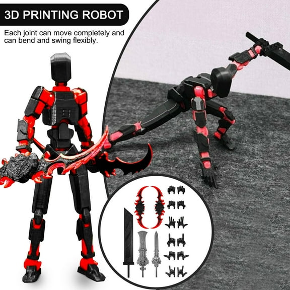 T13 Action Figure Collectible, 3D Printed Poseable Robot Model with 5 Weapons for Desktop Decoration, Unique Christmas Gift for Collectors & Adults
