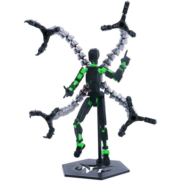 T13 Action Figure Cyber Octopus Multi-Arm Titan 13 3D Printed Finished Plastic Model for Cool Desktop Display Office Decompression Tech Gift，Green