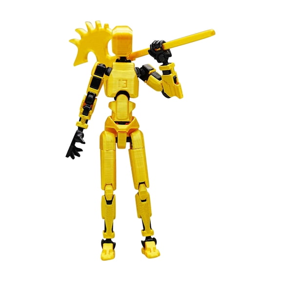 T13 Action Figure High Flexibility Robot Titan 13 3D Printed Finished Plastic Set for Stop Motion Animation Deluxe Desktop Display,Gold