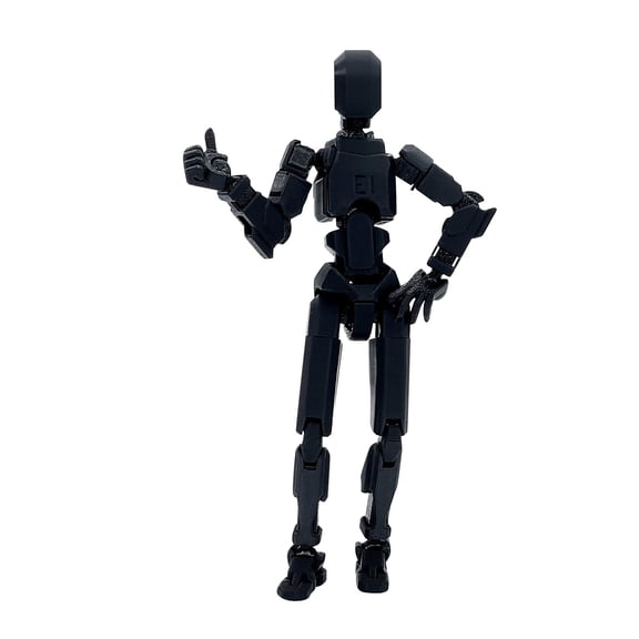 T13 Action Figure Pure Black Special Forces Samurai Titan 13 3D Printed Assembled Soldier Plastic Model for Cool Desktop Display Office DecompressionColor
