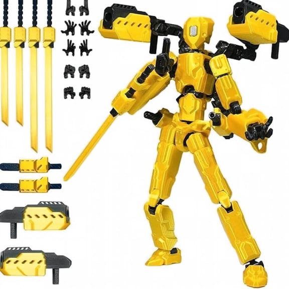 T13 Action Figure Set,3D Printed Dummy Robot 13 Action Figures | Completed Assembly with 10 Weapons Set,Flexible Joints for Dynamic Posing,Desk Shelf Display Collectible