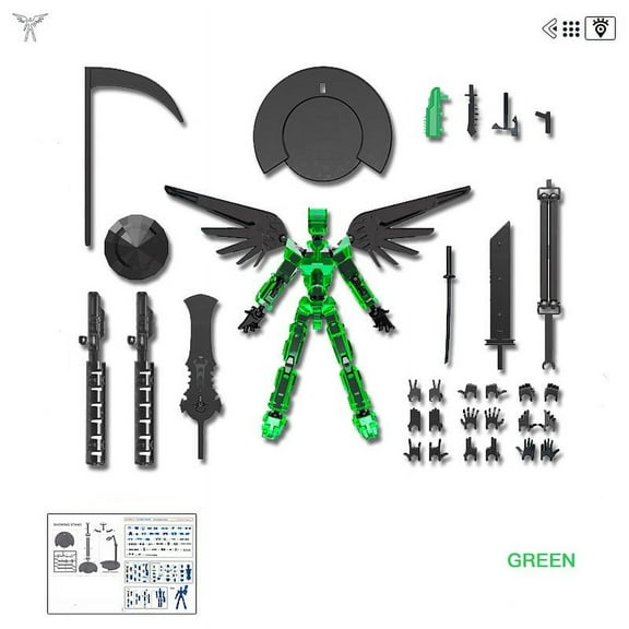 T13 Action Figure Set,3D Printed Toys Robo 13 Action Figure,Dummy 13 Titan 13 Action Figure,Posable Mobile Doll, Suitable For Collectors, Desktop Decoration Green