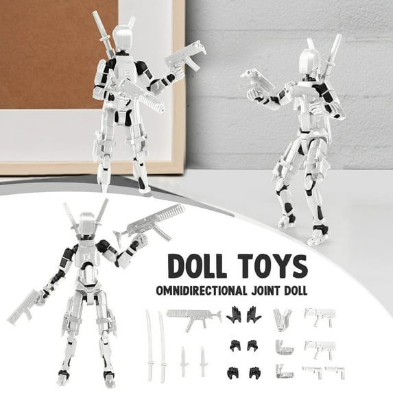T13 Action Figure Set, 3d Printed Multi-Jointed Movable Toy, T 13 Lucky Robo Dummy Nova 13 Action Figures-High Quality,Creative Assembly And Decompression Toys White