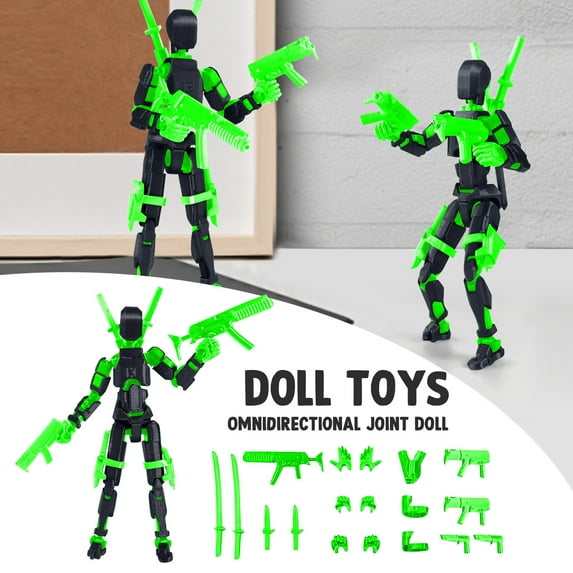T13 Action Figure Set, 3d Printed Multi-Jointed, Titan 13 Action Figures, T 13 Action Figure for Desktop Decorations,Creative Assembly And Decompression Toys Green
