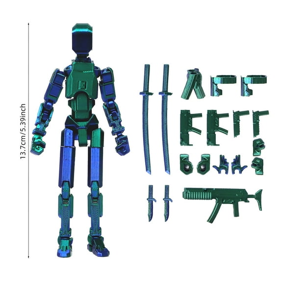 T13 Action Figure Set, 3d Printed Toys Multi-Jointed Movable, Desktop Decorations for Game Lovers Toys,Creative Assembly And Decompression Toys Green