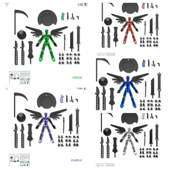 T13 Action Figure Set,5PC 3D Printed Toys Robo 13 Action Figure,Dummy 13 Titan 13 Action Figure,Posable Mobile Doll, Suitable For Collectors, Desktop Decoration