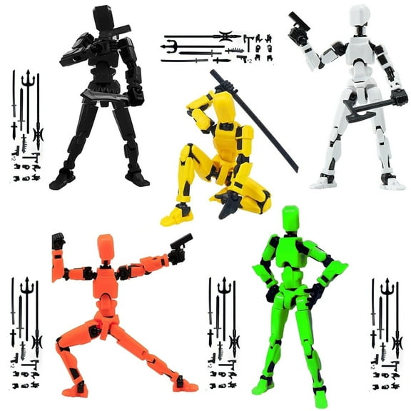 T13 Action Figure Set, 5PCS Robot Action Figure Titan 13 3D Printed Toys Articulated, Suitable For Stop Motion Animation, Desktop Decoration, Christmas Gifts