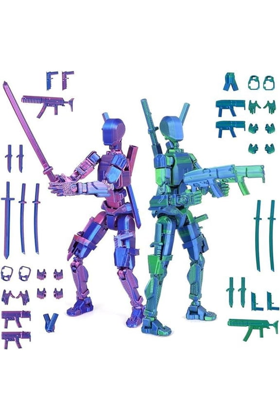 T13 Action Figure Set Already Assembled, T13 3D Printed Action Figures With Weapons Accessories T 13 Lucky Ro-bo Dummy Nova 13 Action Figures, Figura de acción t13 (color)