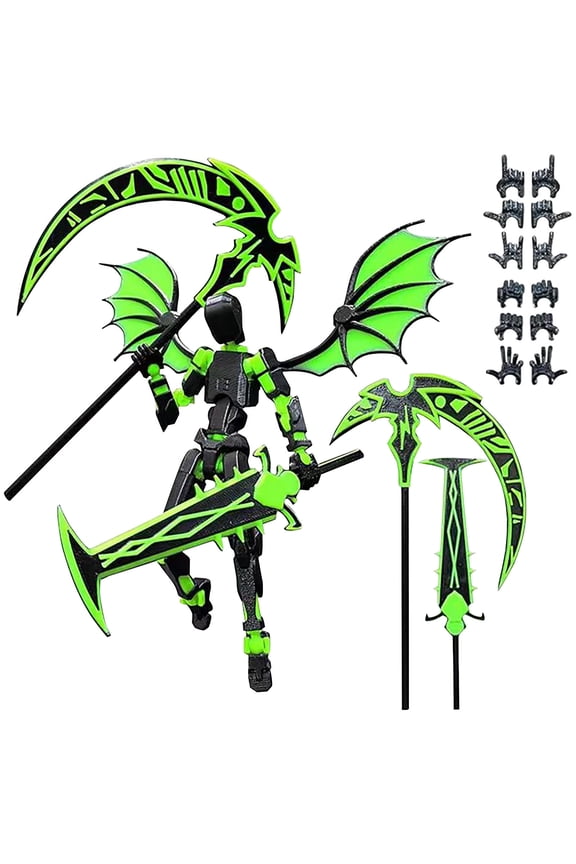 T13 Action Figure Set Already Assembled, T13 3D Printed Action Figures With Weapons Accessories T 13 Lucky Ro-bo Dummy Nova 13 Action Figures, Figura de acción t13 (Green)